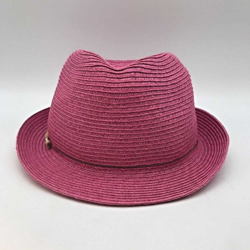 Panama Jack Short Brim Straw Fedora Women's OSFM Band Trilby Cuban Summer Beach